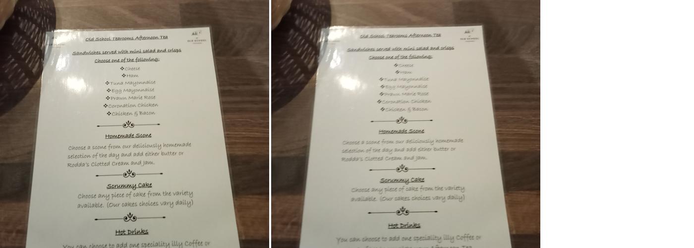 The Old School Tearooms Menu