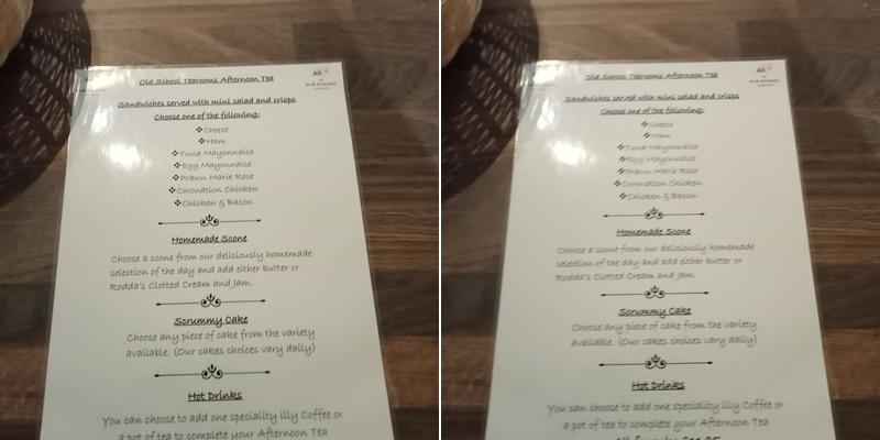 The Old School Tearooms Menu