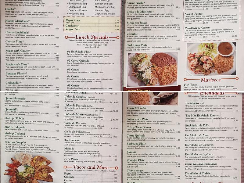 Jasmine's Restaurant Menu