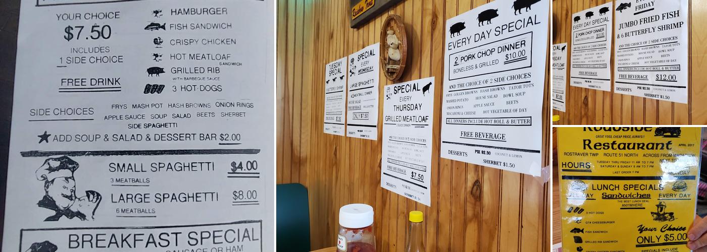 Roadside Restaurant Menu