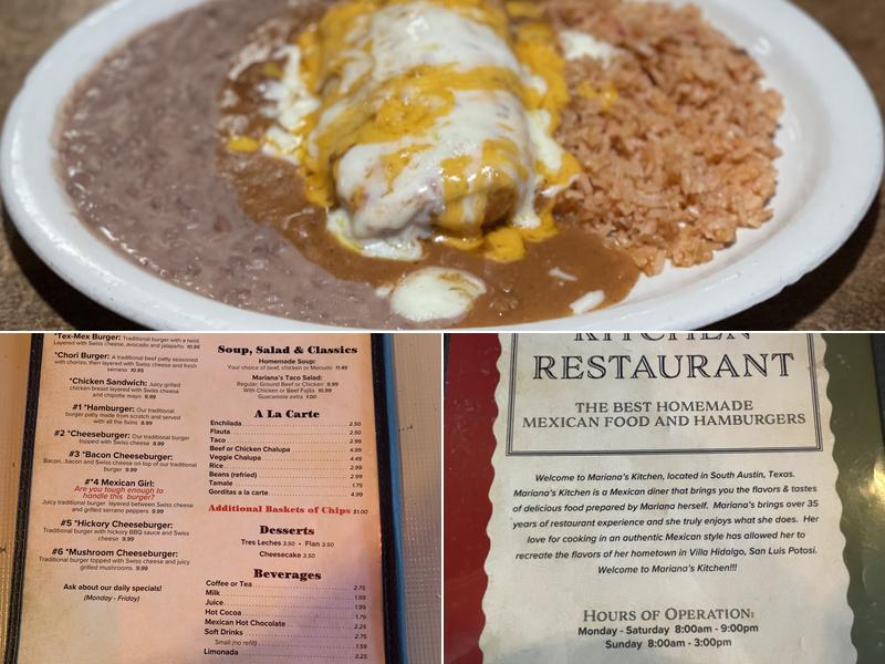 Mariana's Kitchen Menu