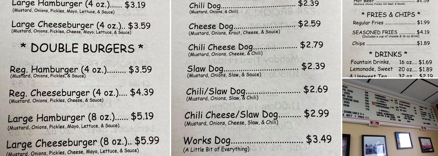 Gus's Hot Dogs Menu