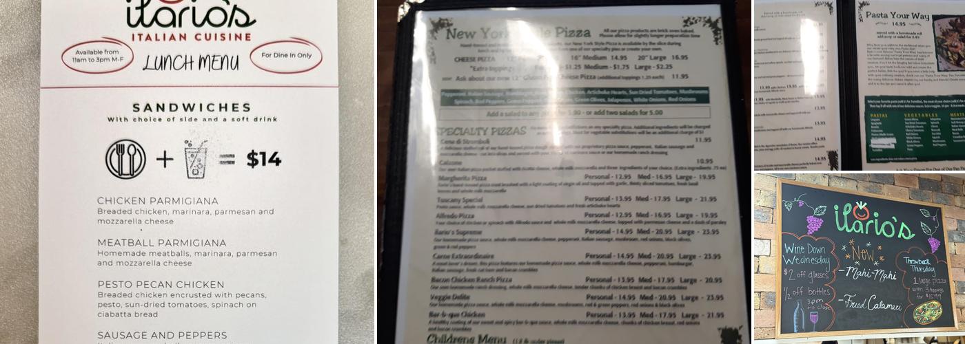 Ilario's Italian Cuisine And Catering Menu