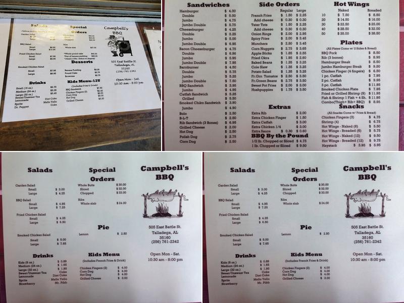 Campbells BBQ Menu