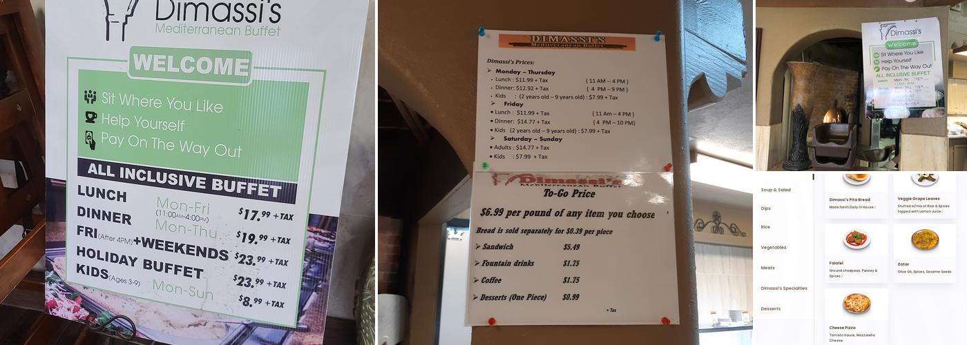 Dimassi's Mediterranean Buffet Menu