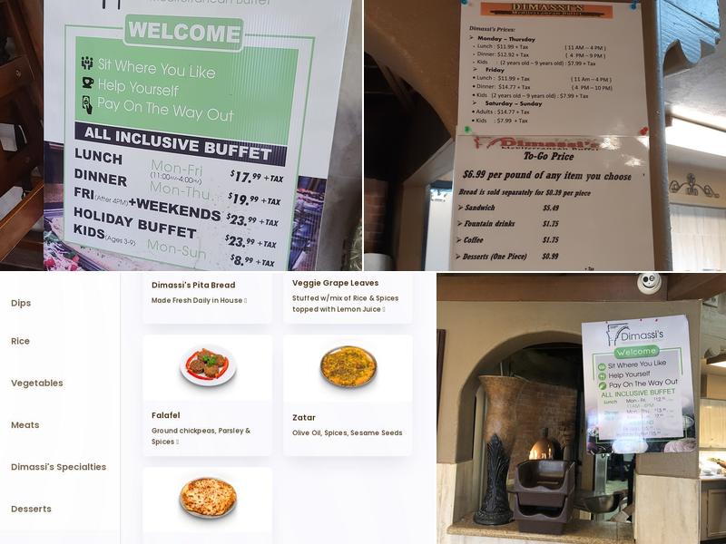 Dimassi's Mediterranean Buffet Menu