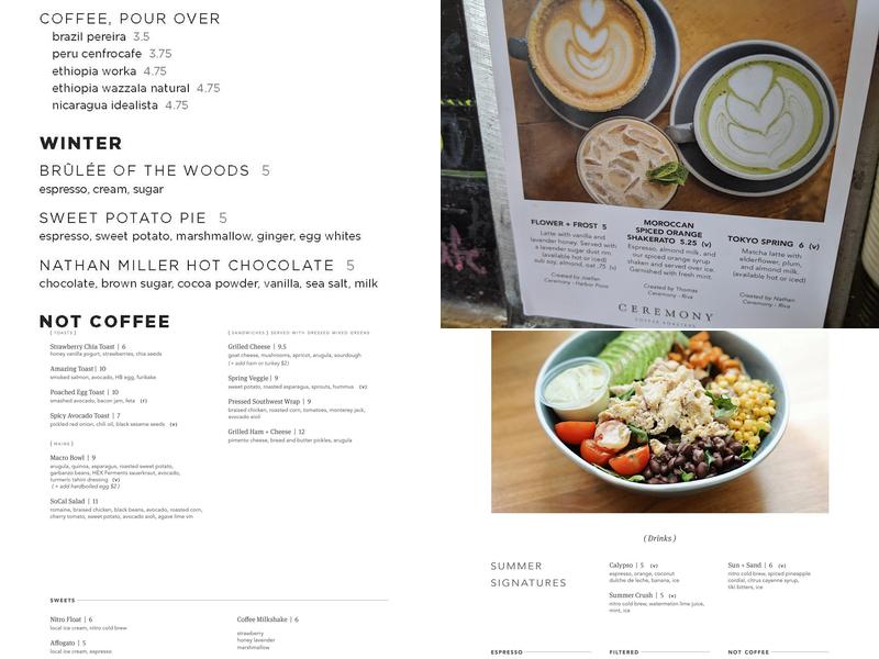 Ceremony Coffee Roasters - Riva Menu