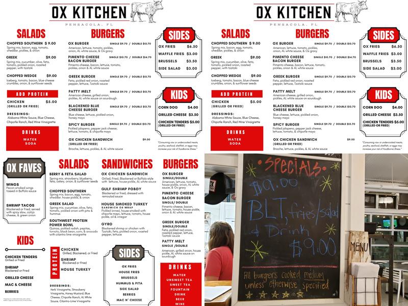 Ox Kitchen Menu