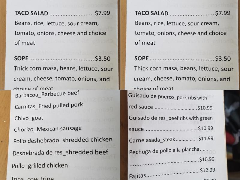 Centro Taqueria Menu
