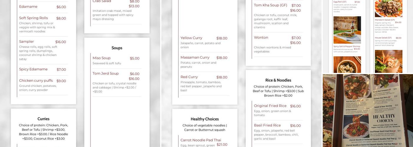 Thai Spice Restaurant Menu