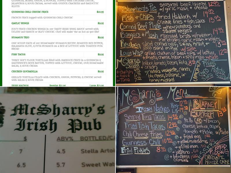 McSharry's Irish Pub Menu