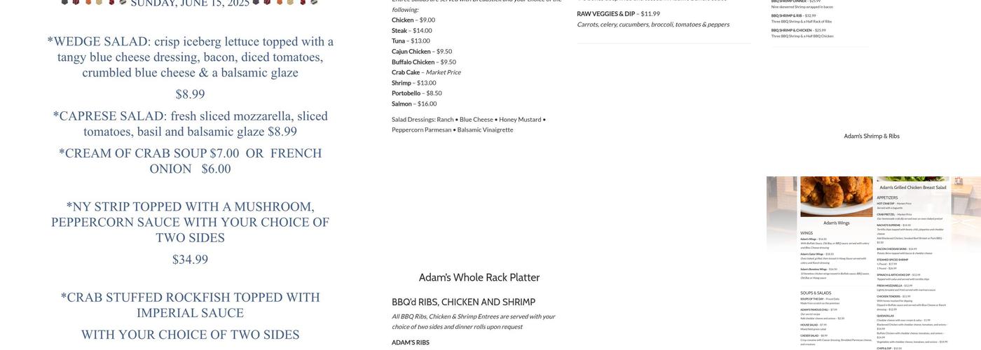 Adam's Taphouse and Grille Menu