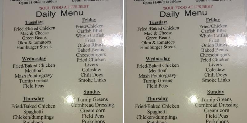 G's Kountry Kitchen Menu