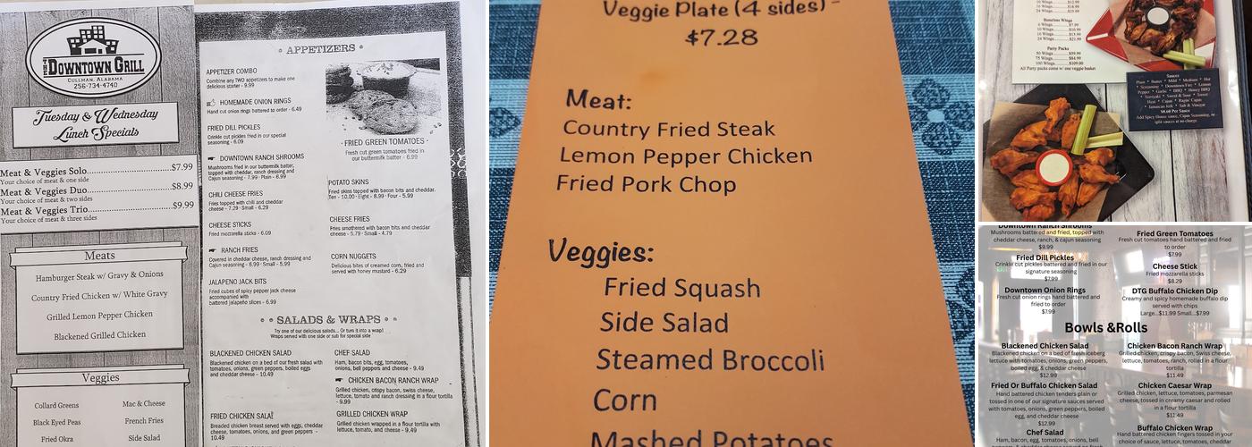 The Downtown Grill Menu