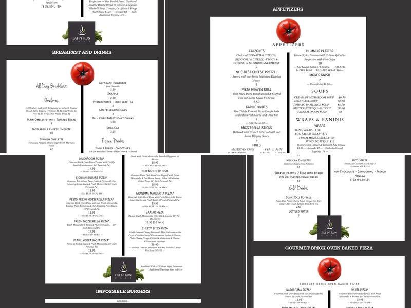 Eat N' Run Cafe Menu