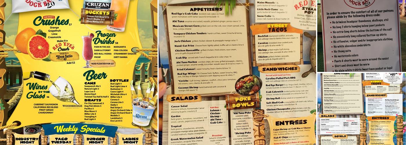 Red Eye's Dock Bar Menu