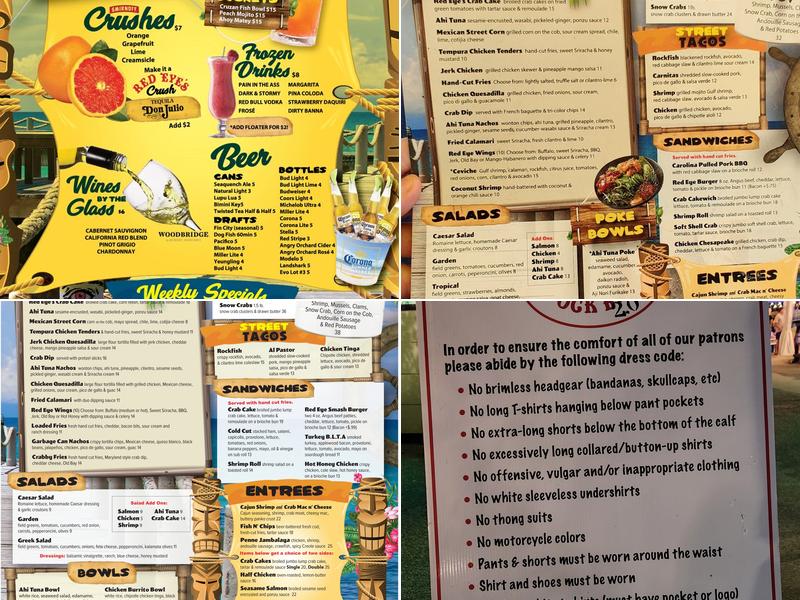 Red Eye's Dock Bar Menu