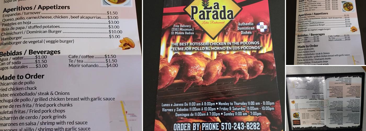 La Parada Latina Menu