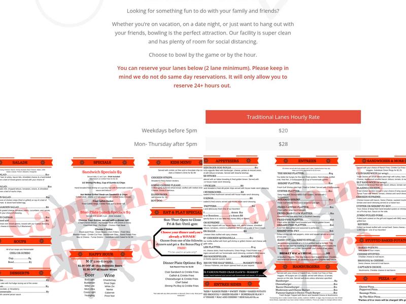 The Gulf Bowl & Captain's Choice Seafood Restaurant Menu