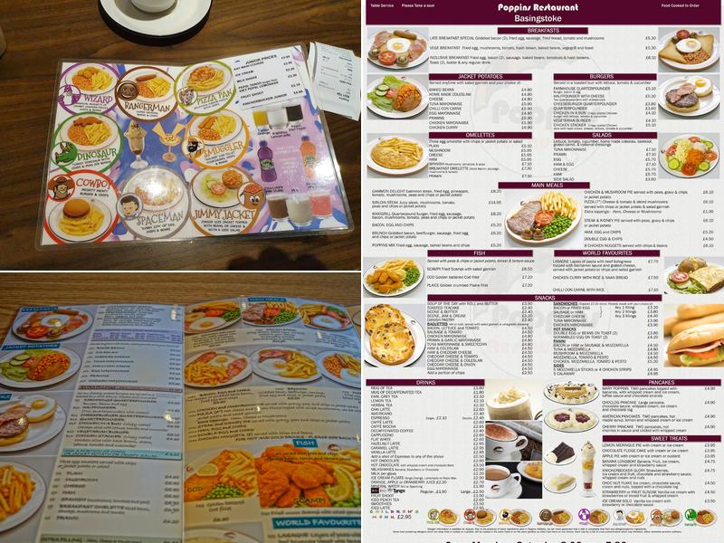 Poppins Restaurant & Cafe - Basingstoke Menu