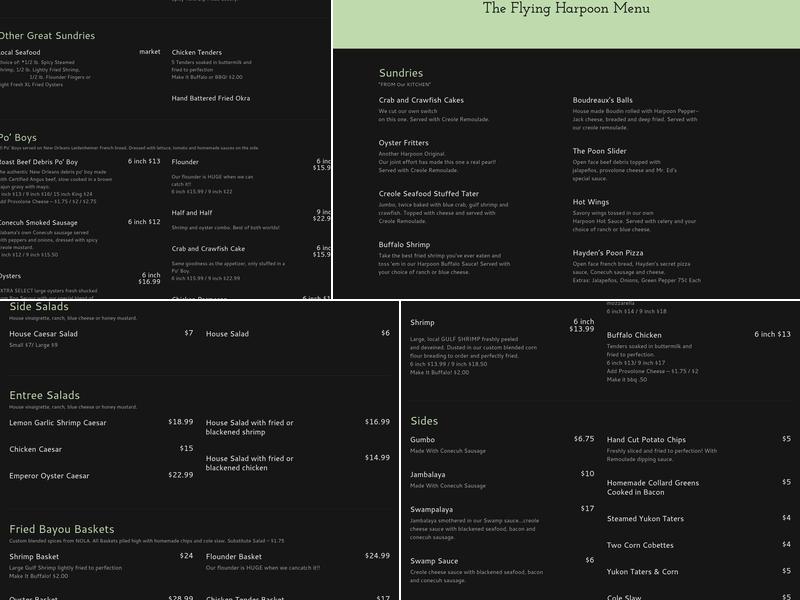 The Flying Harpoon 2 Menu