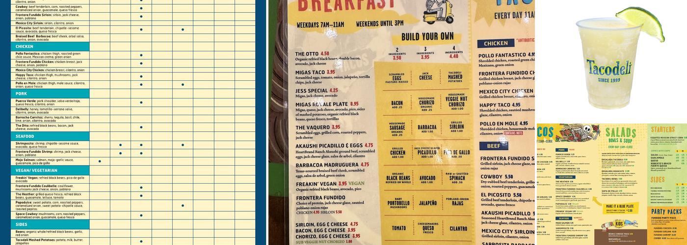 Tacodeli Menu