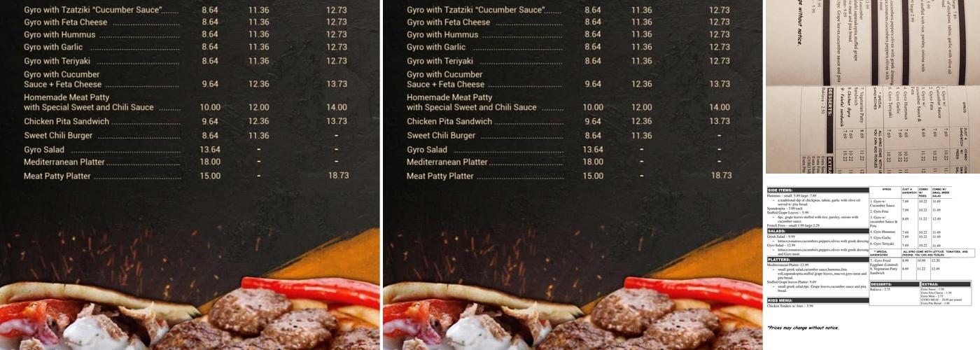 John's Gyros Menu