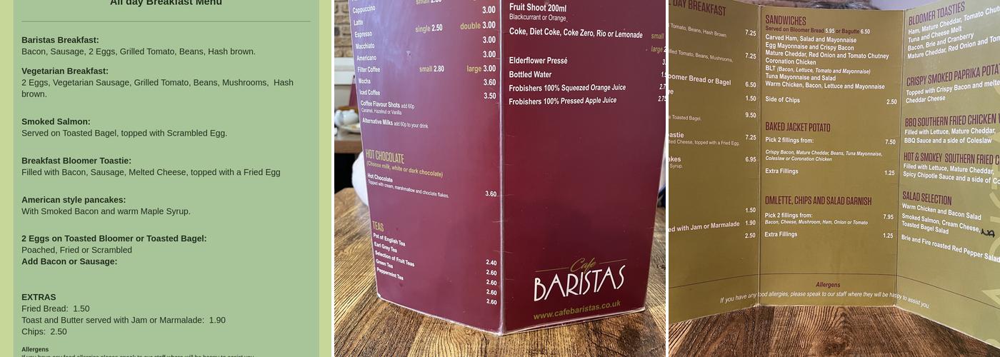 CAFE BARISTAS HOOK Menu