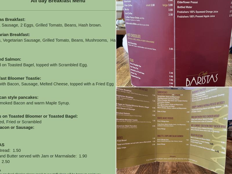 CAFE BARISTAS HOOK Menu