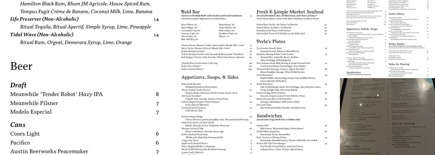 Perla's Menu