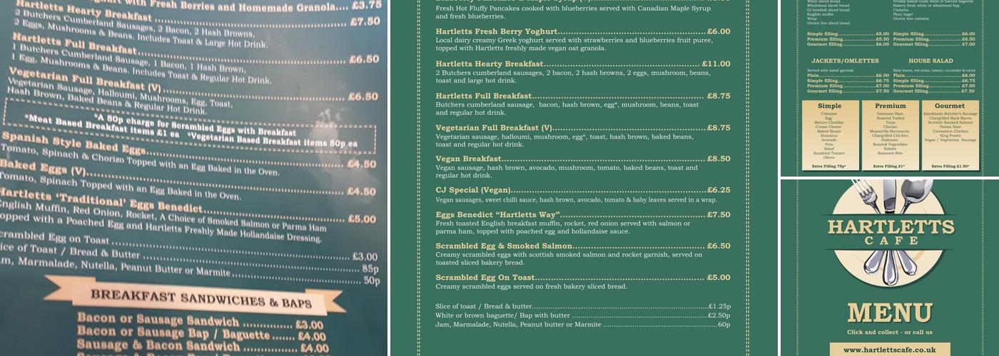 Hartletts Café Menu