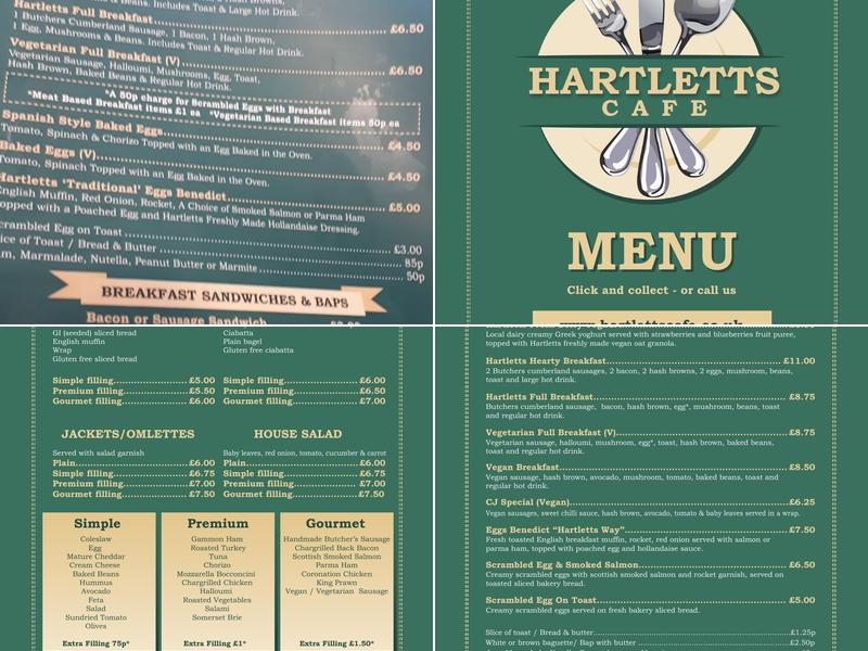 Hartletts Café Menu