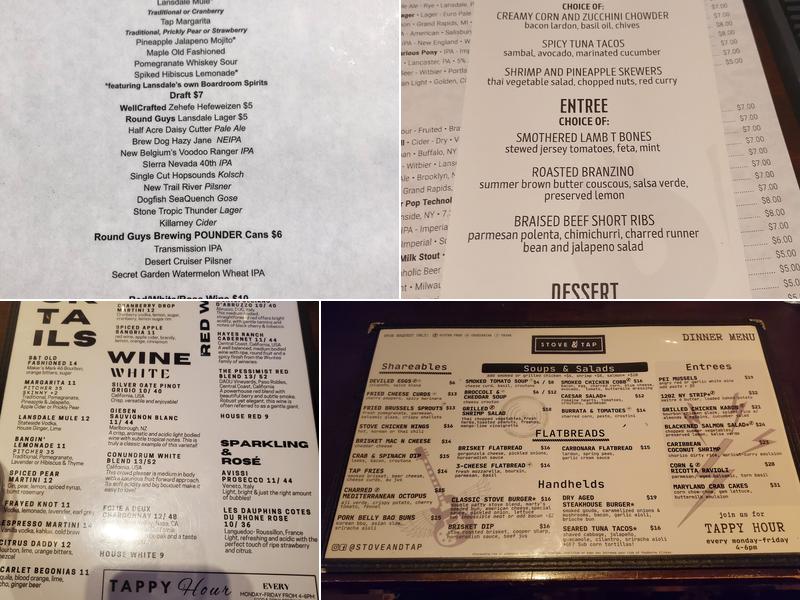 Stove & Tap Menu
