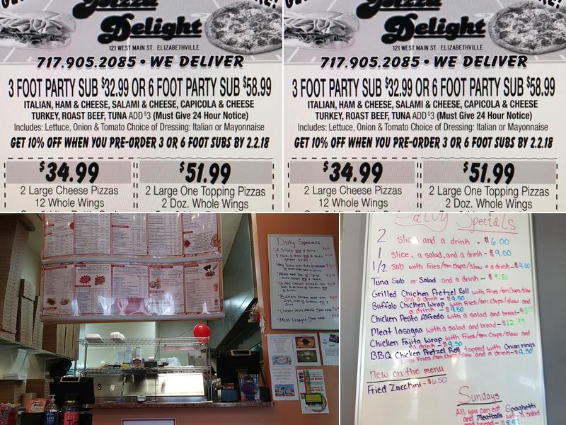 Pizza Delight Menu