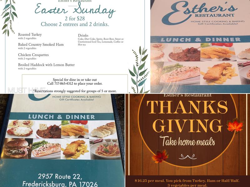 Esther's Restaurant Menu