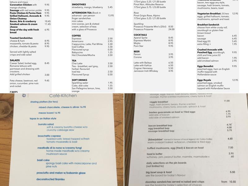 O'Briens Cafe Bar Menu