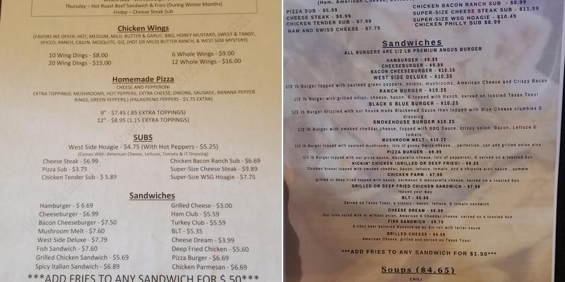 West Side Grill Menu