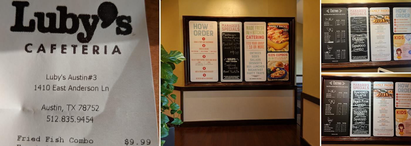 Luby's Menu