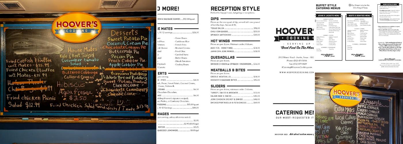 Hoover's Cooking Menu