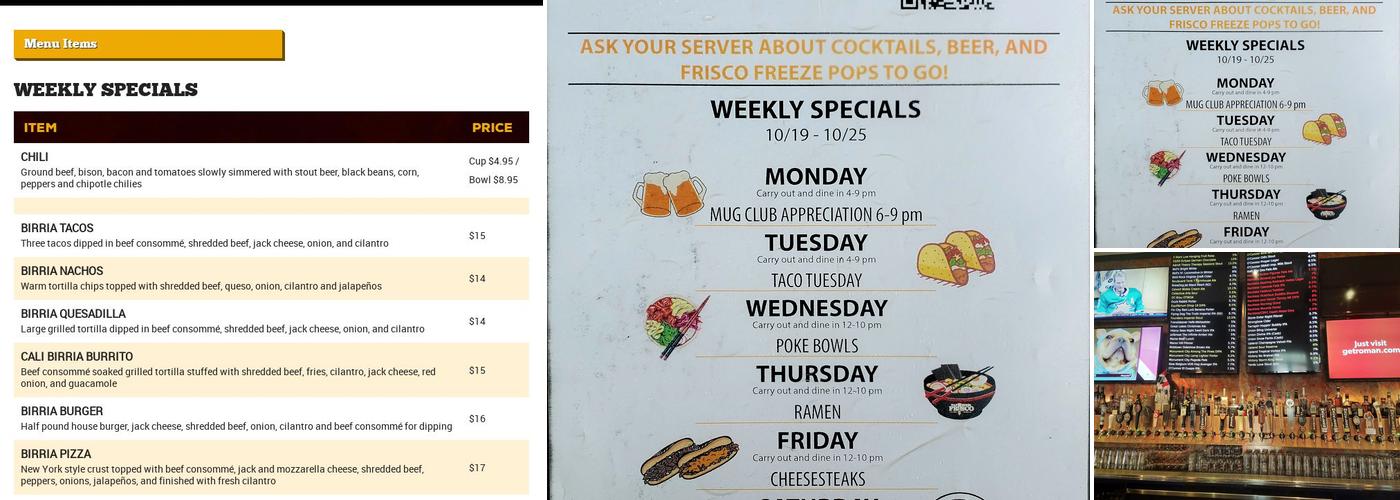 Reckless Shepherd Brewing Co. Menu