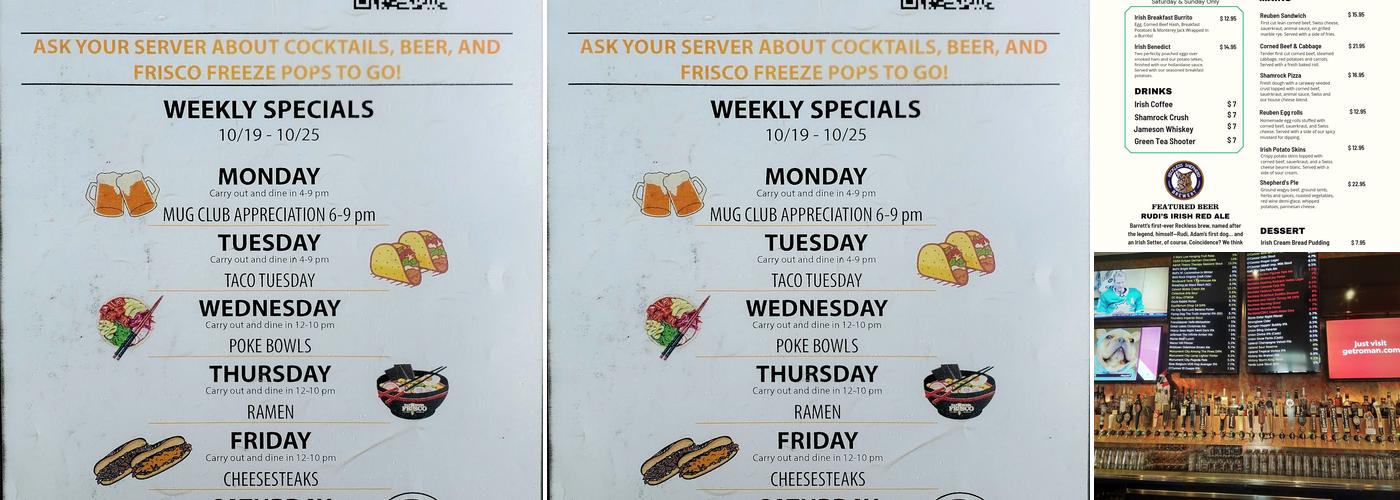 Reckless Shepherd Brewing Co. Menu