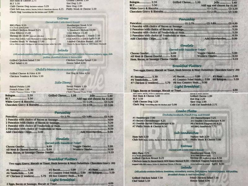 River Road's Cafe Menu