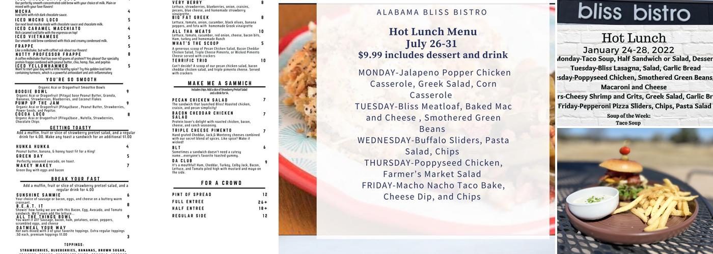 Shoals Bistro Menu