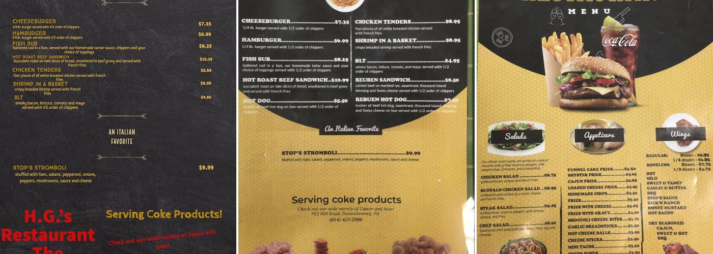 The Hock's Nest Menu