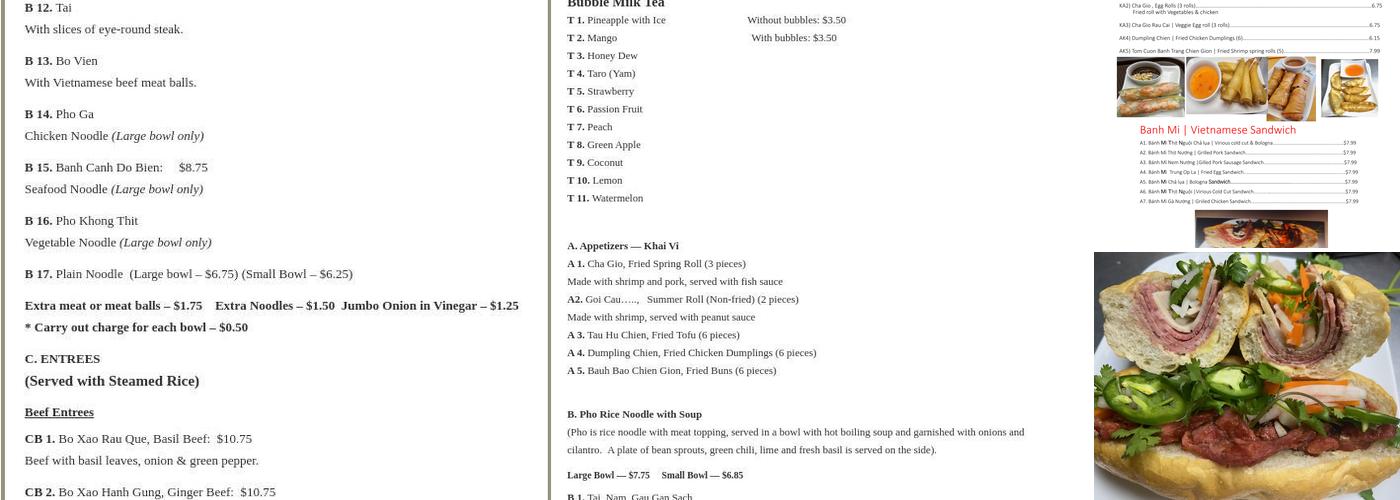 Pho 89 Menu