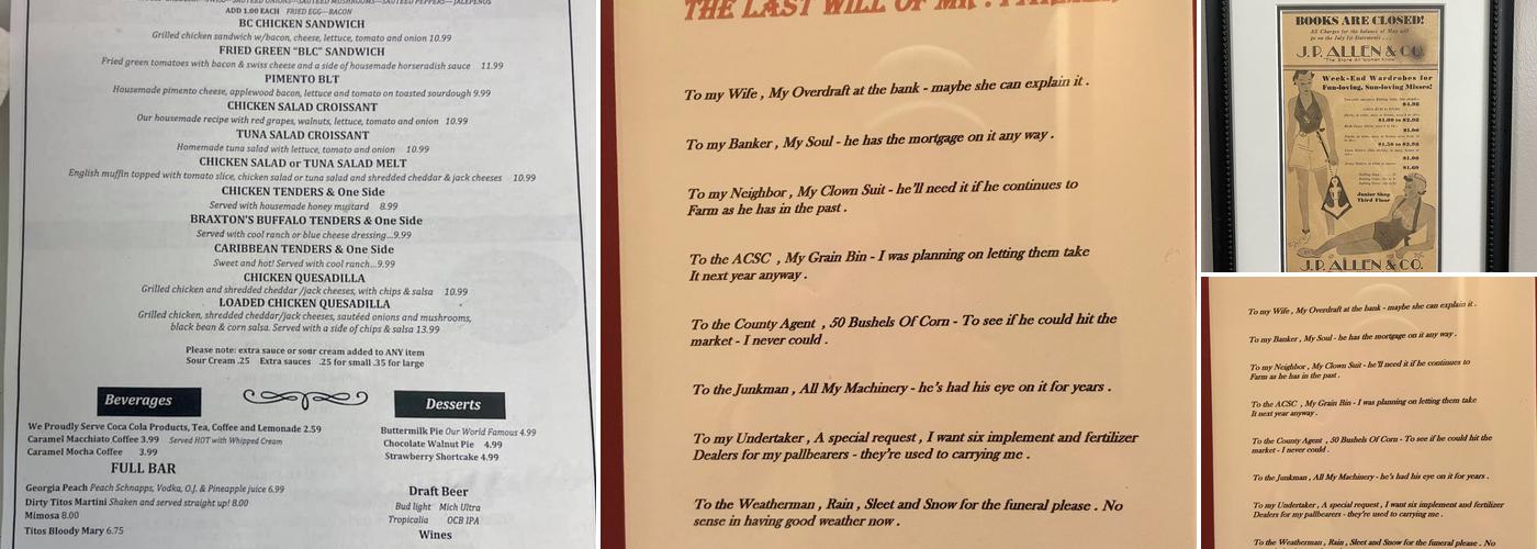 The Yesterday Cafe Menu