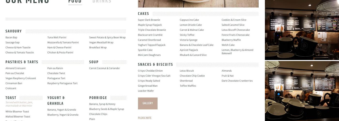 Coffee#1 Bicester Menu