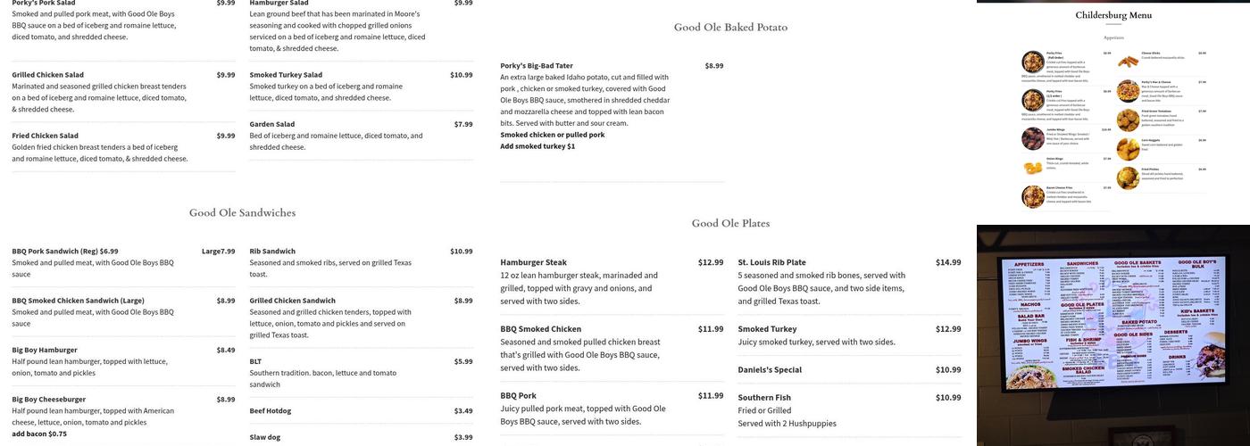 Good Ole Boy's BBQ Menu