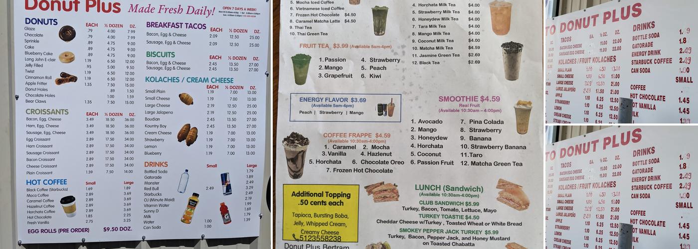 Donut Plus Menu