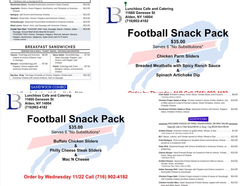 LunchBox Cafe and Catering Menu